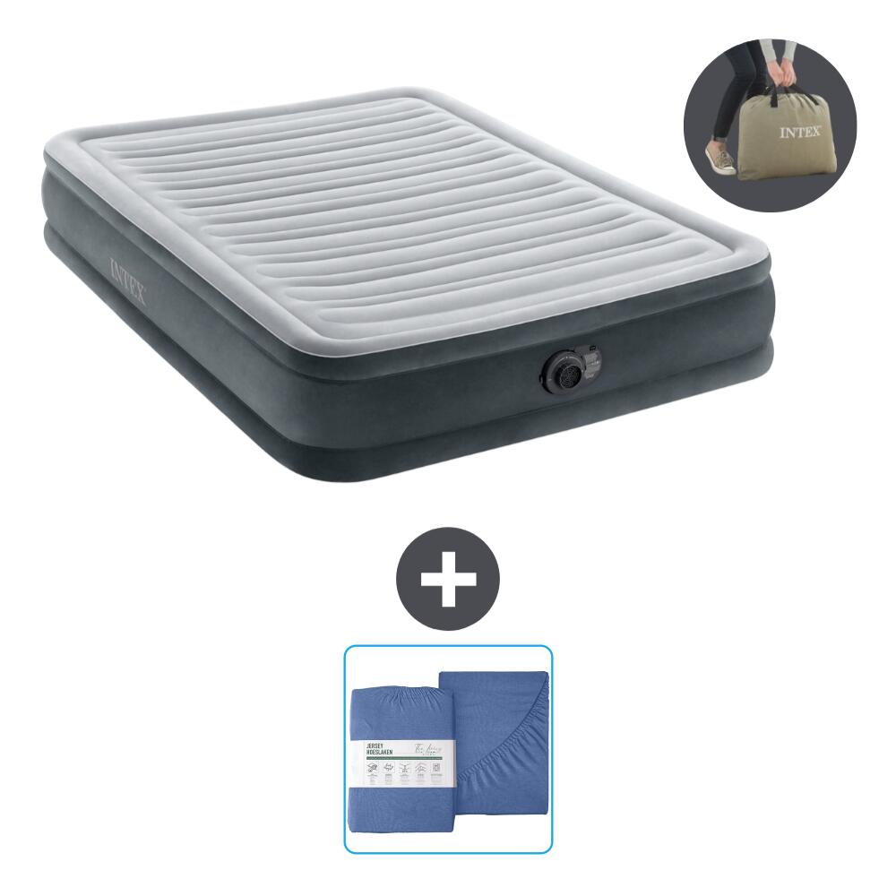 Intex - Matelas Gonflable Intex Plush Mid - 2p - 191x137x33 Cm + Accessoires Cb26 - Matelas Gonflable - Gris - No Size - Decathlon