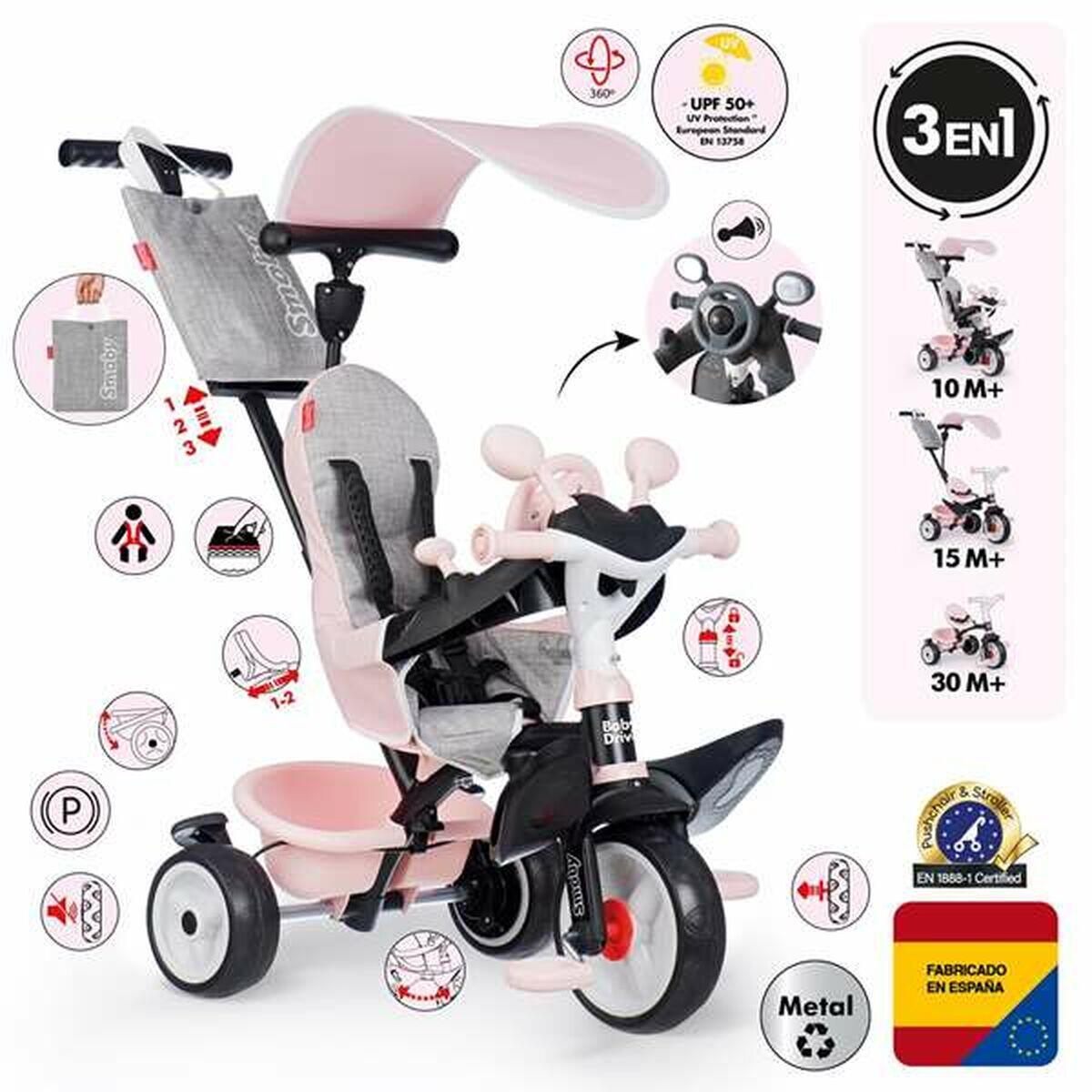 Triciclo Smoby Baby Driver Confort Rosa 2/5