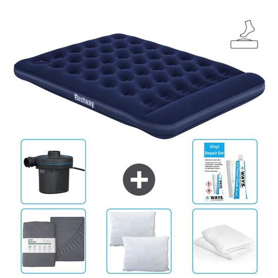 Matelas gonflable Bestway - 2P - 203x152x28 cm + Accessoires CB10
