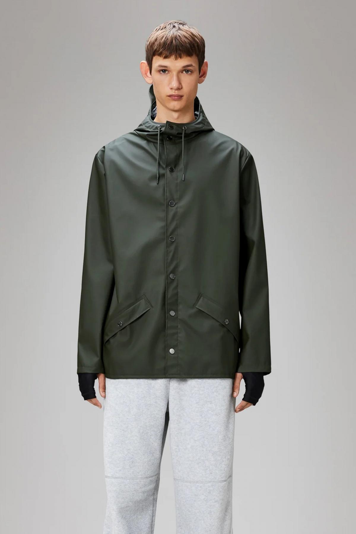 Veste Rains Modèle Jacket V3 Couleur Vert 5/5