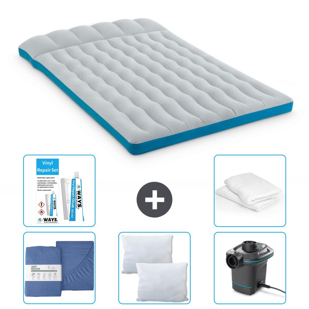 Intex - Matelas Gonflable Intex Camping - 2p -  193x127x24 Cm + Accessoires Cb33 - Matelas Gonflable - Bleu - No Size - Decathlon