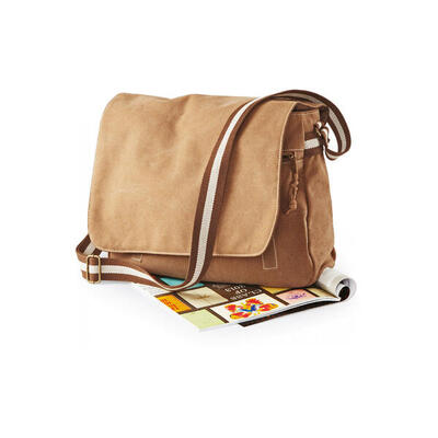 Post-Schultertasche Leinwand Quadra Vintage