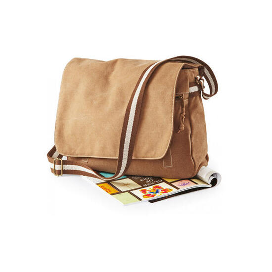 Post-Schultertasche Leinwand Quadra Vintage