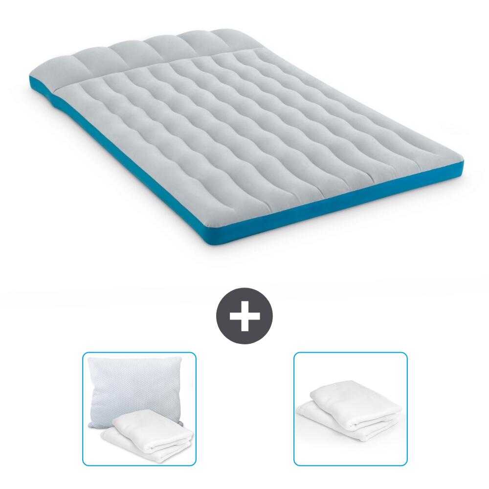 Intex - Matelas Gonflable Intex Camping - 2p - 193x127x24 Cm + Accessoires Cb27 - Matelas Gonflable - Bleu - No Size - Decathlon