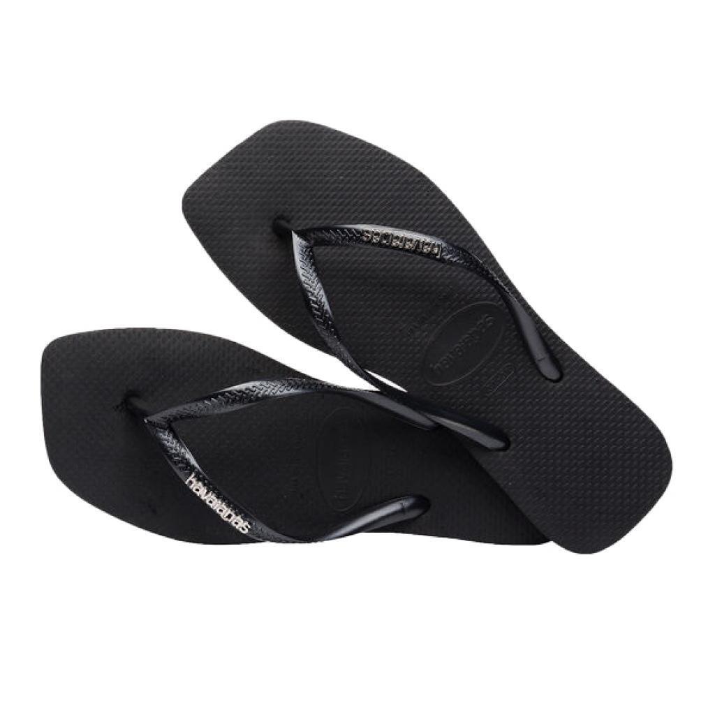Claquettes Havaianas Modèle Square Logo Metallic Couleur Noir 4/5