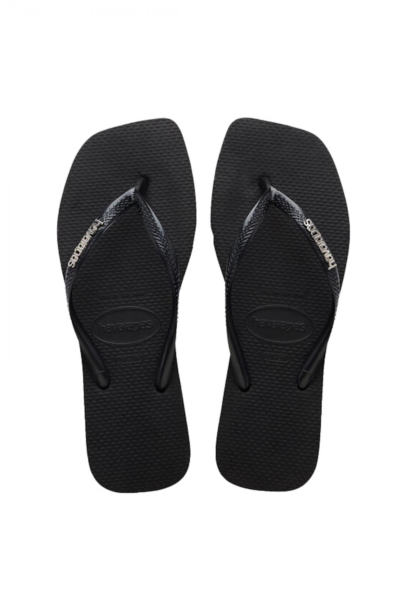 Claquettes Havaianas Modèle Square Logo Metallic Couleur Noir 5/5