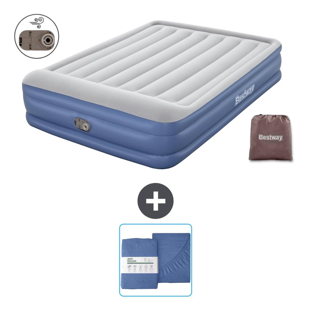 Bestway - Matelas Gonflable Bestway - 2p - 203x152x46 Cm + Accessoires Cb26 - Matelas Gonflable - Bleu - No Size - Decathlon