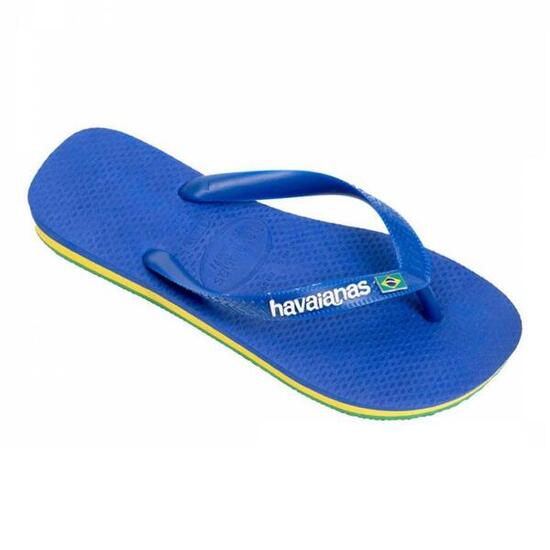 Claquettes Havaianas Modèle Brasil Logo Neon Couleur Bleu