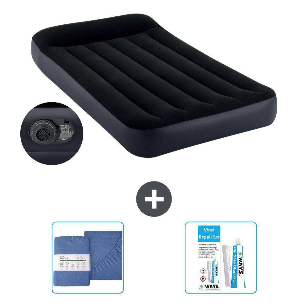 Intex - Matelas Gonflable Intex Pillow Rest - 1p - 191x99x25 Cm + Accessoires Cb39 - Matelas Gonflable - Bleu - No Size - Decathlon