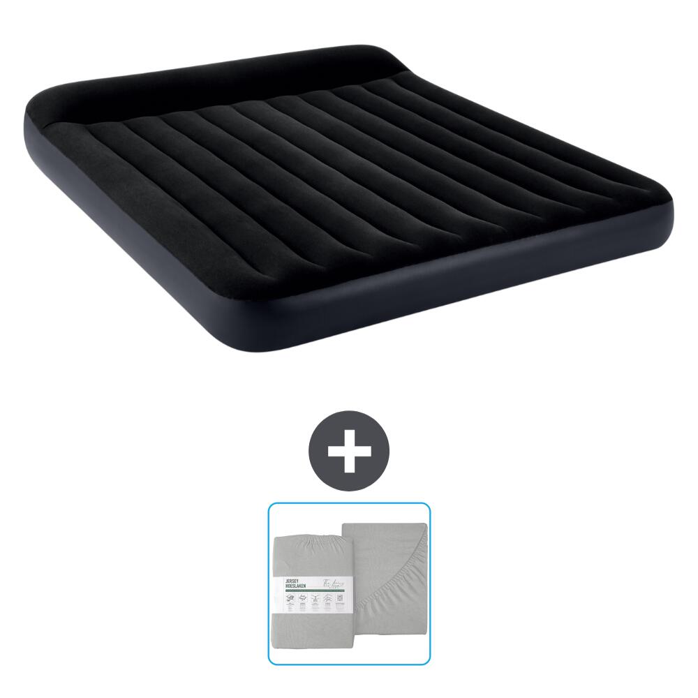 Intex - Matelas Gonflable Intex Pillow Rest - 2p - 203x183x25 Cm + Accessoires Cb25 - Matelas Gonflable - Bleu - No Size - Decathlon