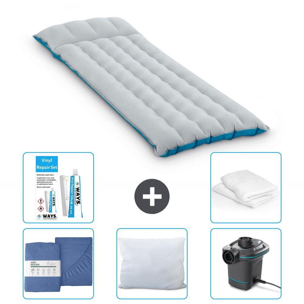 Intex - Matelas Gonflable Intex Camping - 1p -  184x67x17 Cm + Accessoires Cb33 - Matelas Gonflable - Bleu - No Size - Decathlon