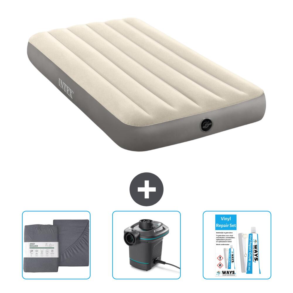 INTEX Luchtbed Intex Single - 1P -  191x99x25 cm + Accessoires CB12