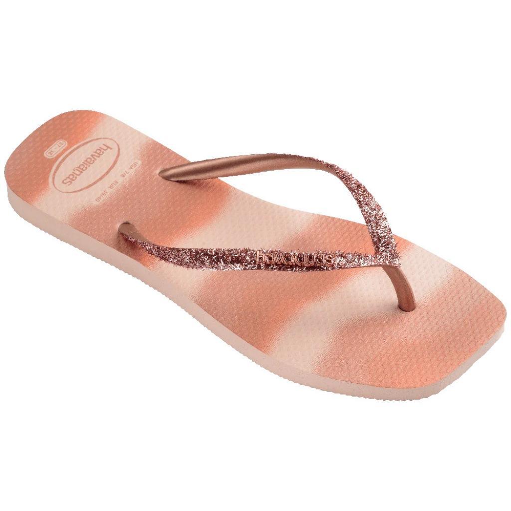 Claquettes Havaianas Modèle Slim Square Glitter Couleur Rose 2/5