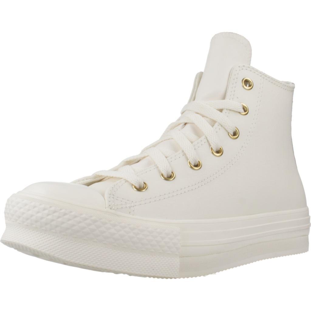 Baskets Converse Modèle Chuck Taylor All Star Eva Lift Leather+gold Couleur Blan 1/5
