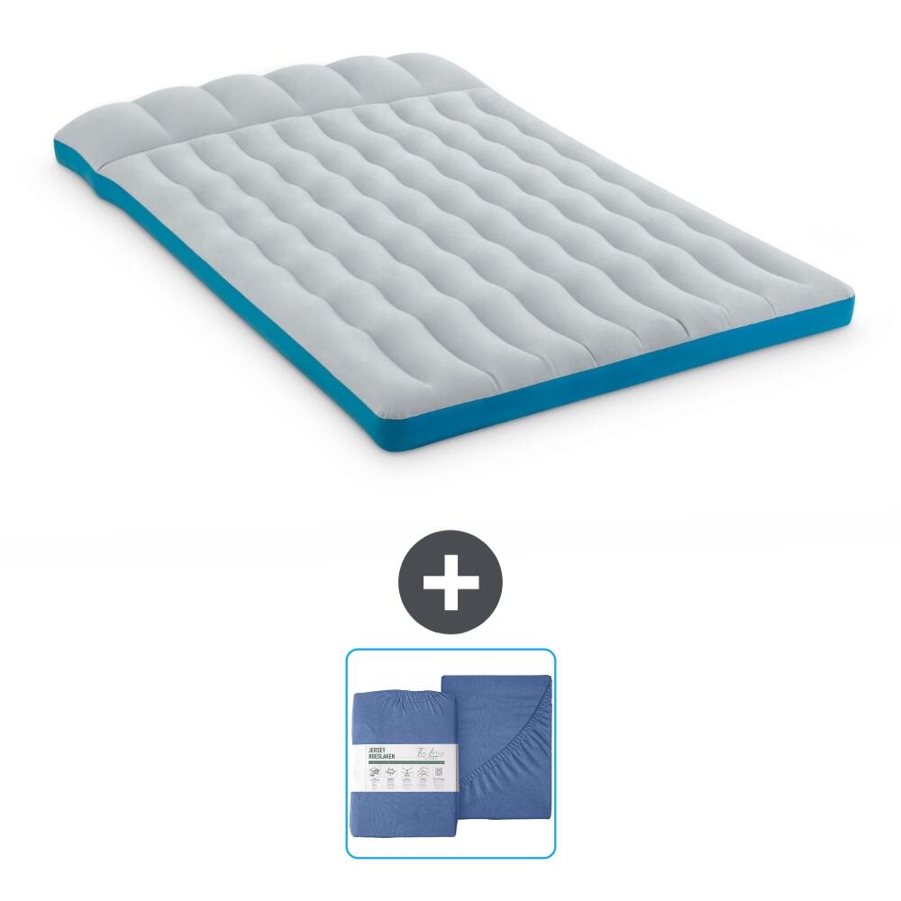 Intex - Matelas Gonflable Intex Camping - 2p - 193x127x24 Cm + Accessoires Cb26 - Matelas Gonflable - Bleu - No Size - Decathlon