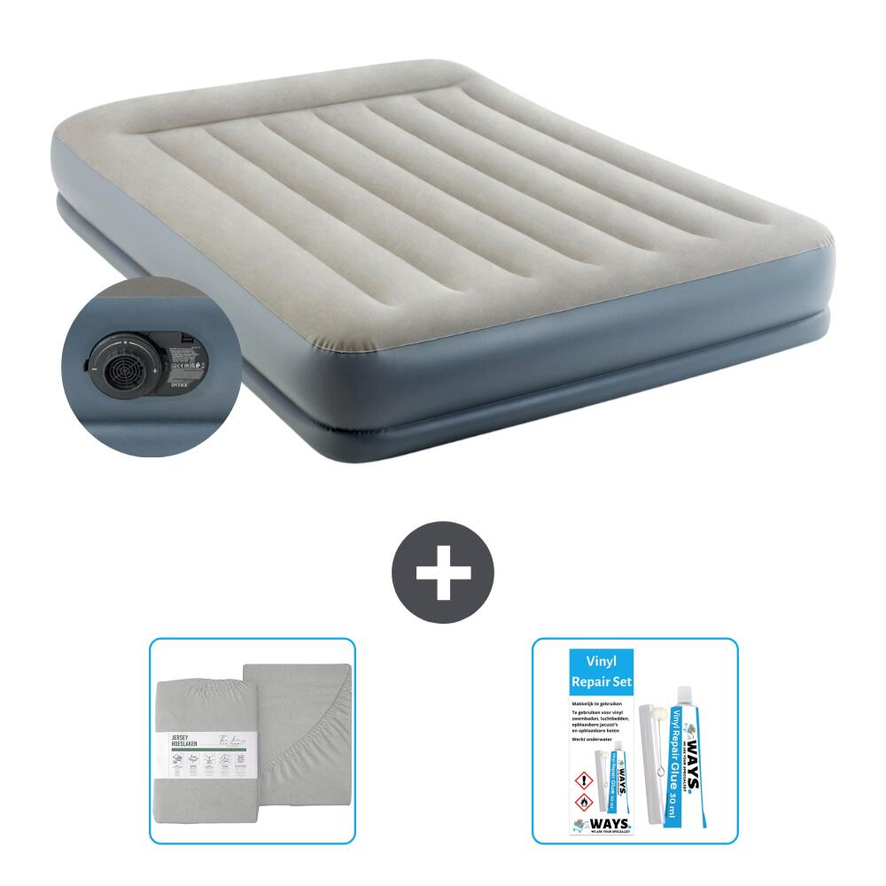 Intex - Matelas Gonflable Intex Mid-rise - 2p - 203x152x30 Cm + Accessoires Cb37 - Matelas Gonflable - Gris - No Size - Decathlon