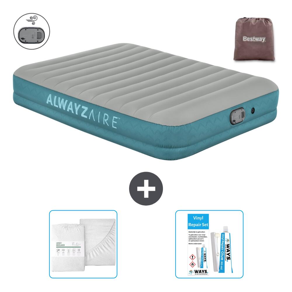 Intex - Matelas Gonflable Bestway Alwayszair - 2p - 203x152x36 Cm + Accessoires Cb16 - Matelas Gonflable - Vert - No Size - Decathlon