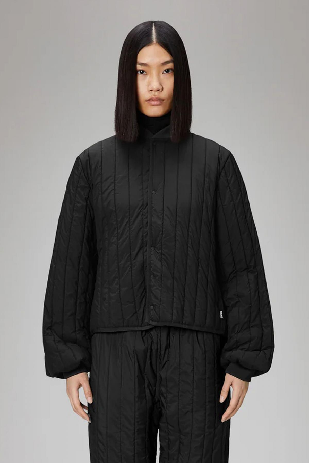 Giacca Rains Modello Banja Liner Bomber W Jacket Colore Nero 5/5