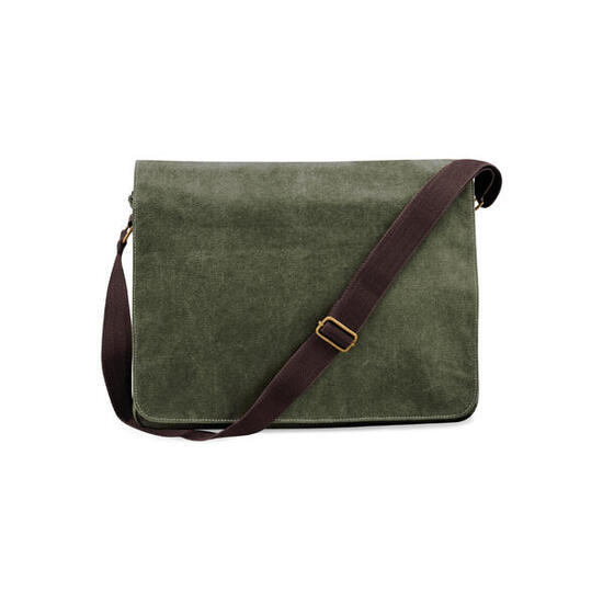 Post-Schultertasche Leinwand Quadra Vintage