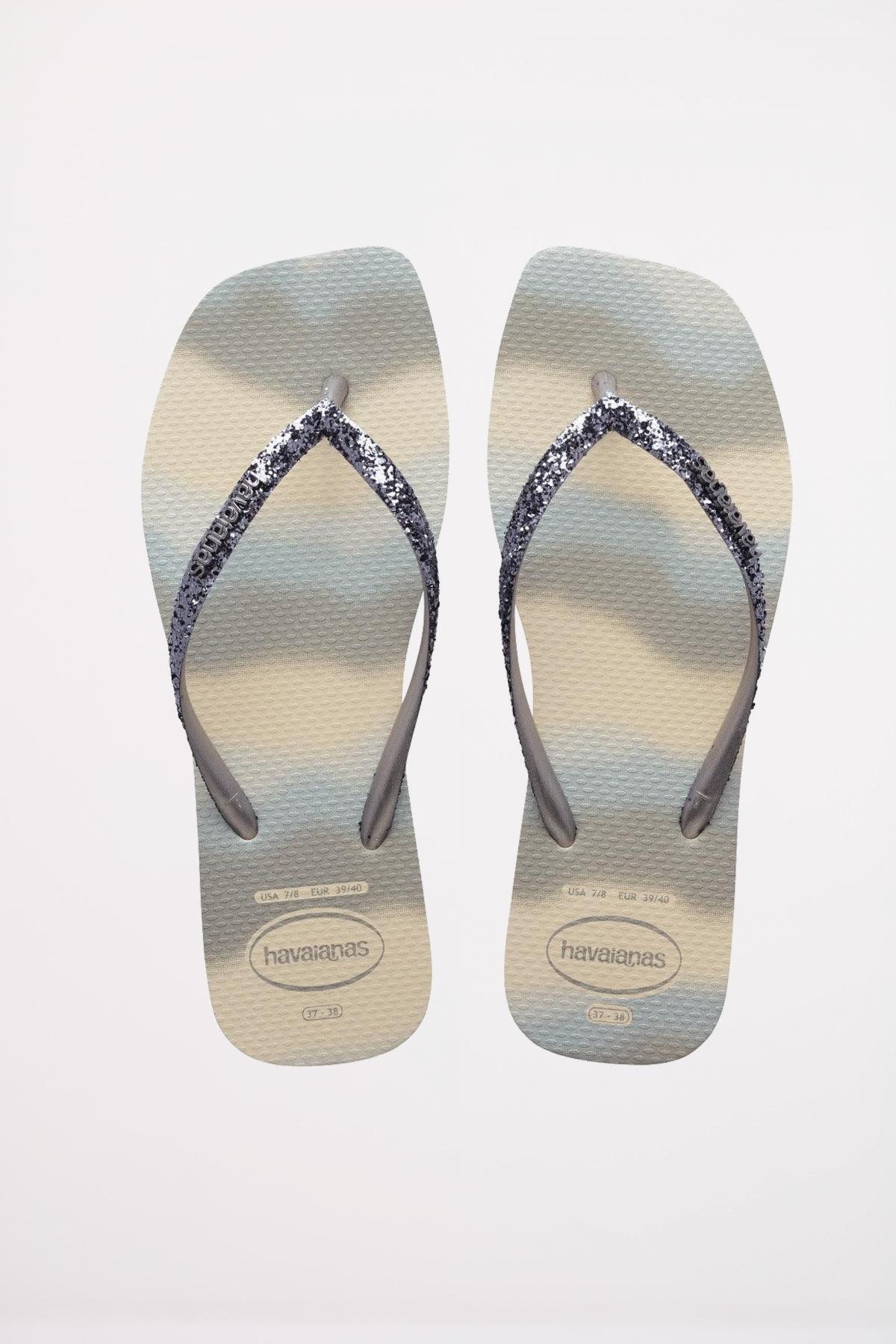 Claquettes Havaianas Modèle Slim Square Glitter Couleur Rose 5/6