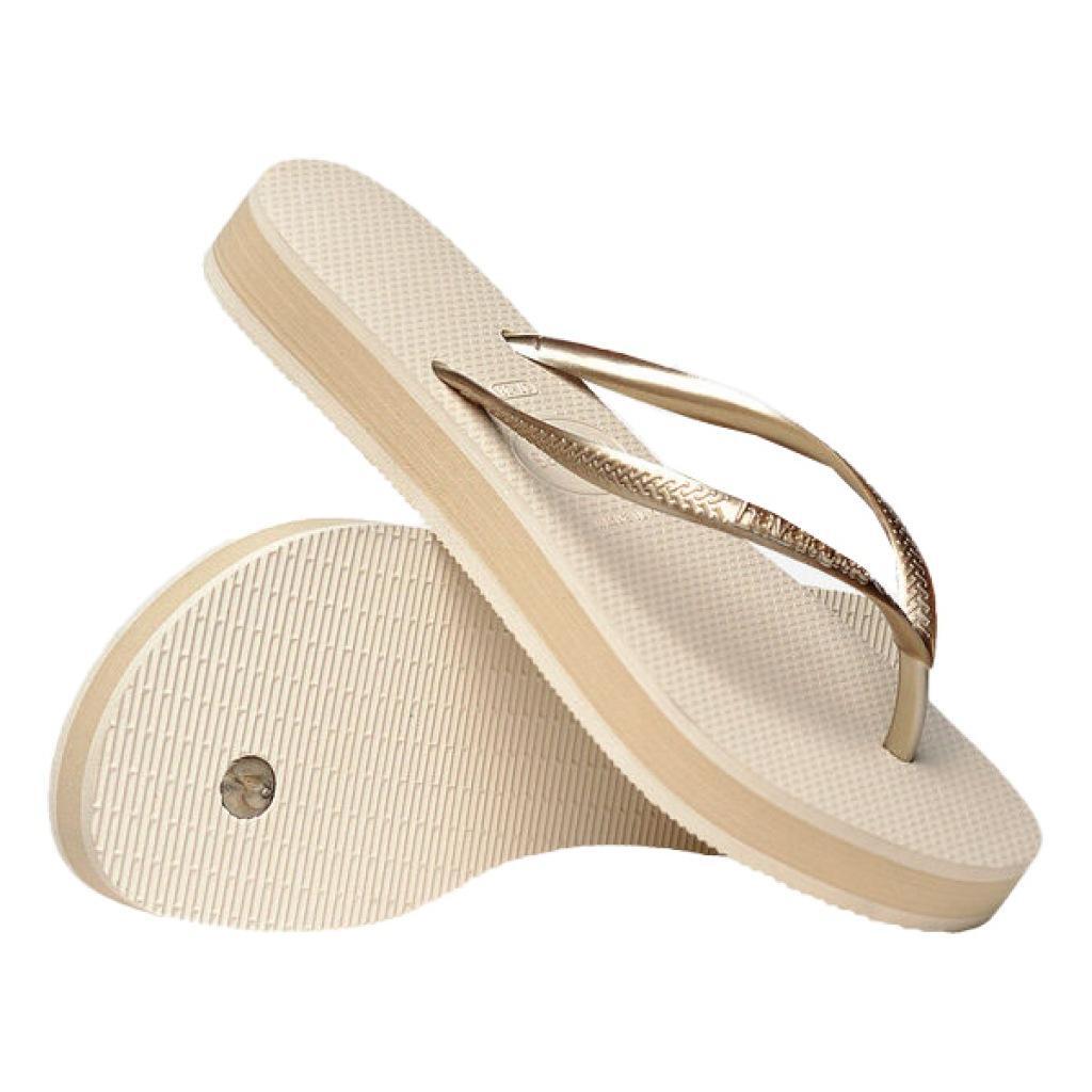 Chinelos Havaianas Modelo Slim Flatform Cor Bege 4/5