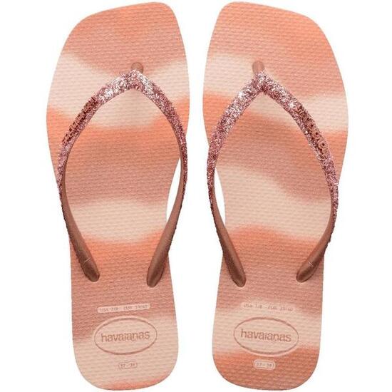 Claquettes Havaianas Modèle Slim Square Glitter Couleur Rose