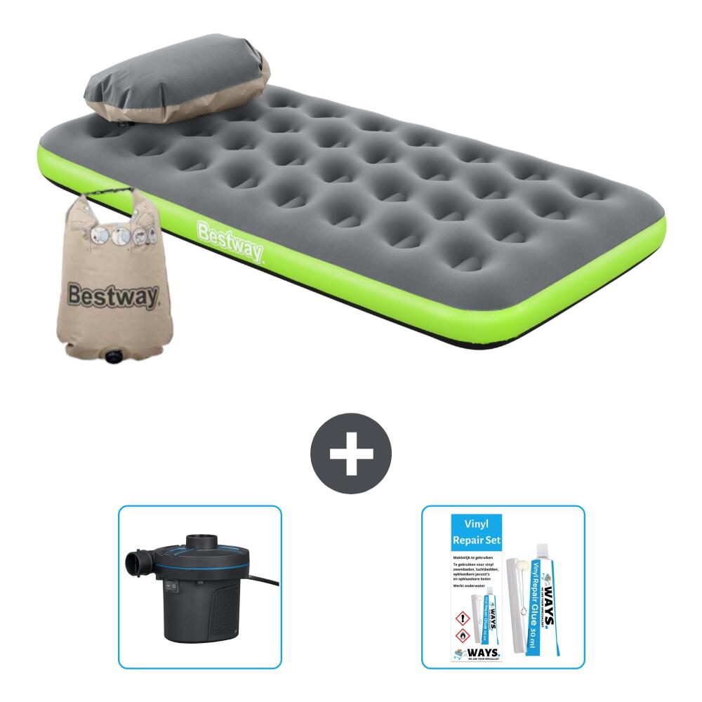 Bestway - Matelas Gonflable Bestway - 1p -  188x99x22 Cm + Accessoires Cb14 - Matelas Gonflable - Vert - No Size - Decathlon