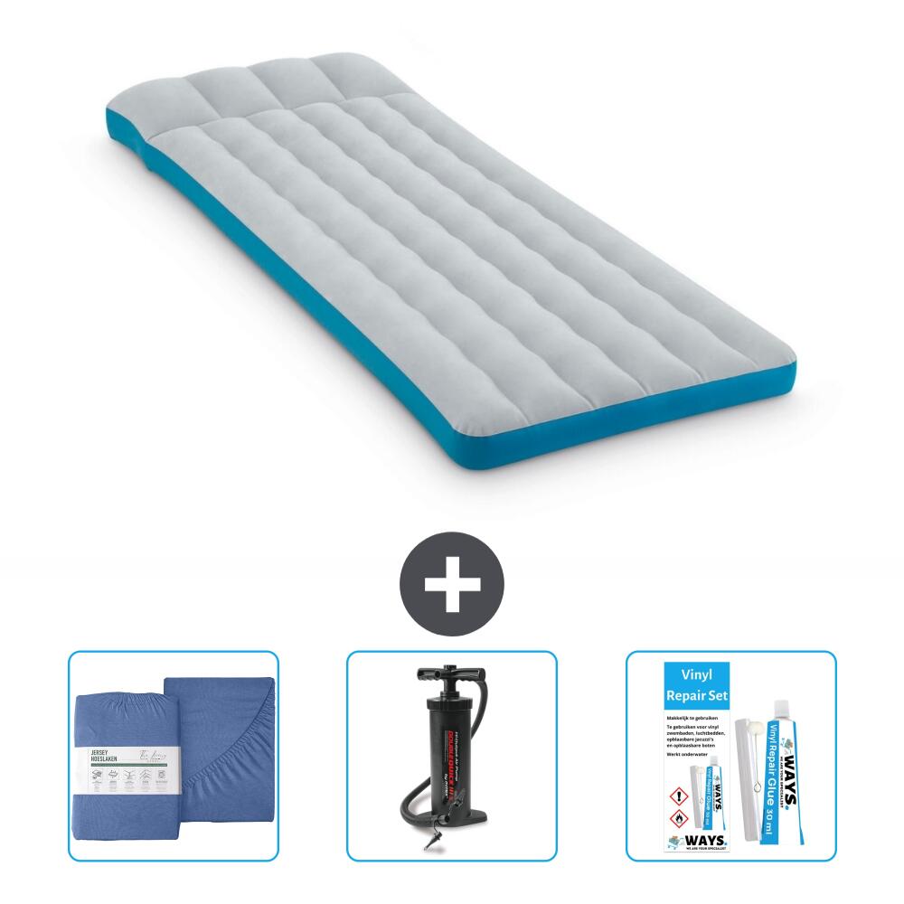 Intex - Matelas Gonflable Intex Camping - 2p -  189x72x20 Cm + Accessoires Cb34 - Matelas Gonflable - Bleu - No Size - Decathlon
