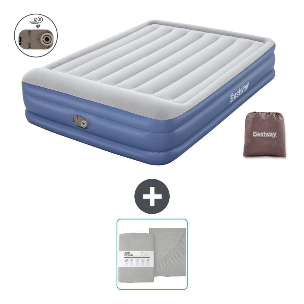 Bestway - Matelas Gonflable Bestway - 2p - 203x152x46 Cm + Accessoires Cb25 - Matelas Gonflable - Bleu - No Size - Decathlon