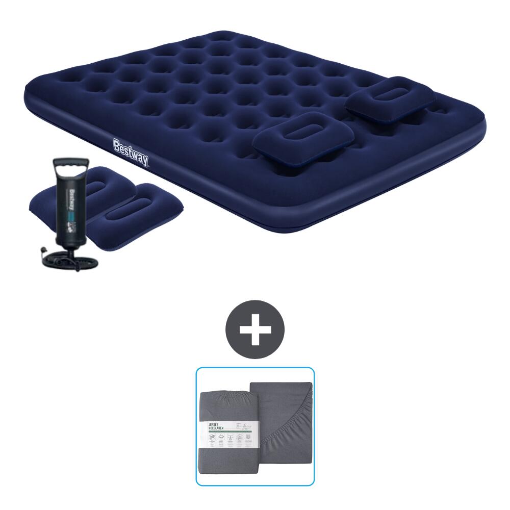Bestway - Matelas Gonflable Bestway - 2p - 203x152x22 Cm + Accessoires Cb23 - Matelas Gonflable - Bleu - No Size - Decathlon