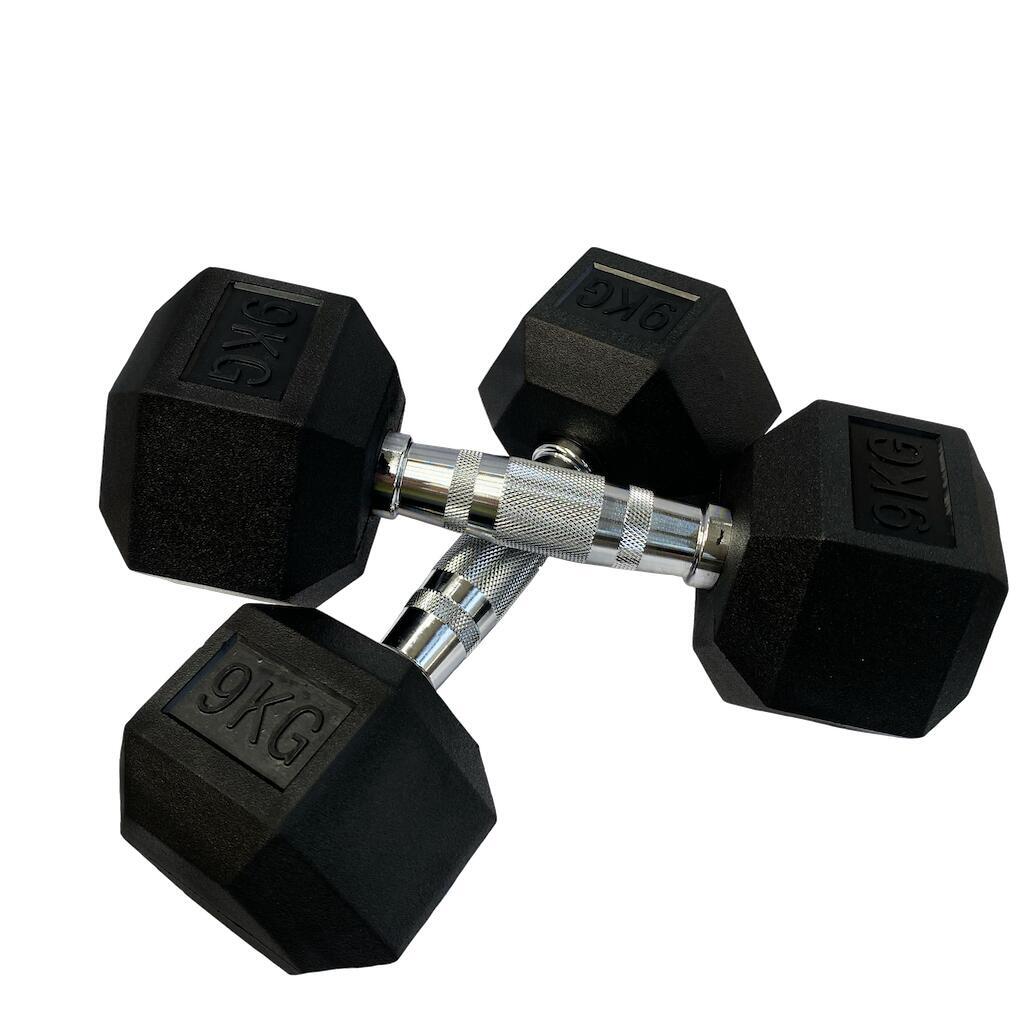 Mancuernas Hexagonales 9 kg (par) Fitness Musculación 1/3