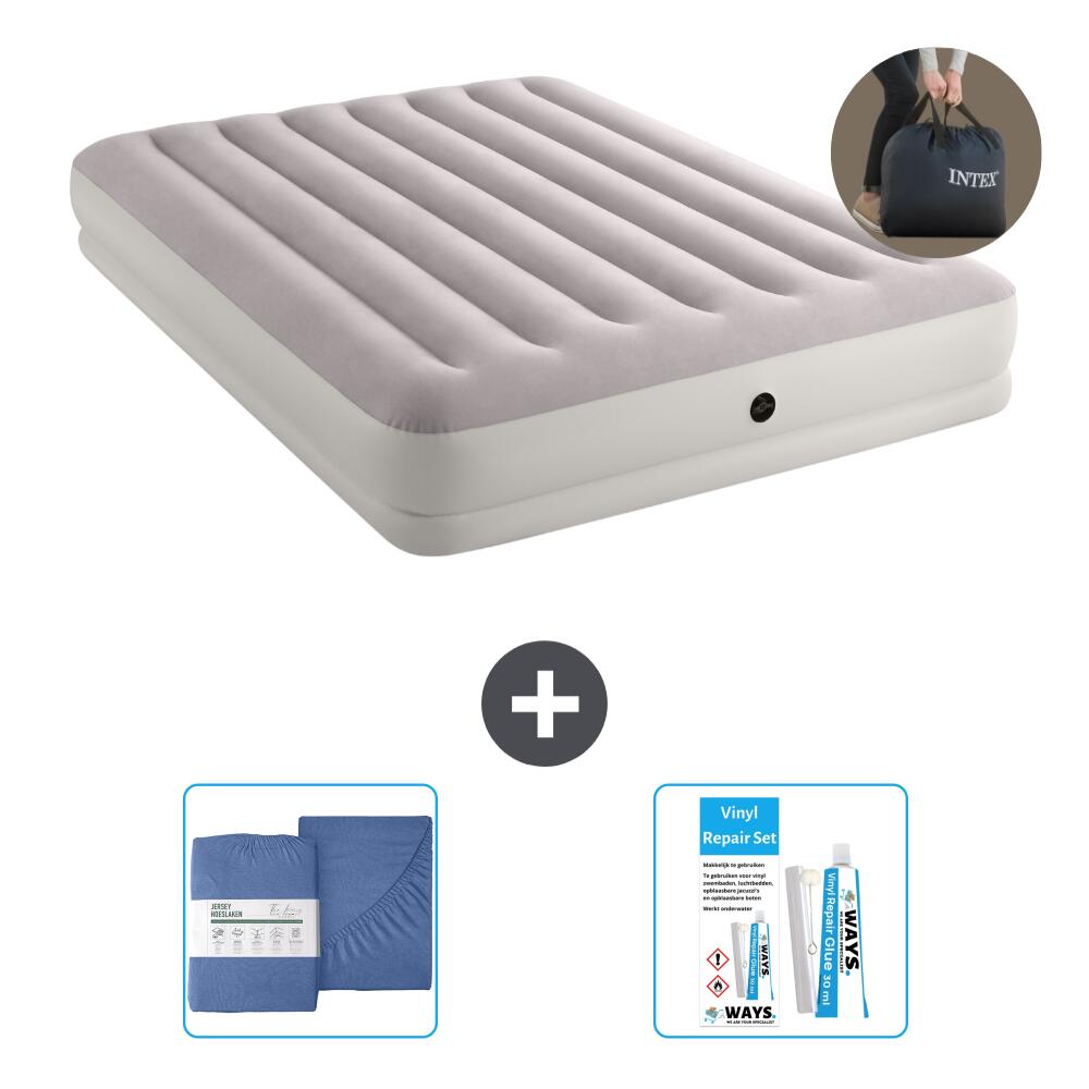 Intex - Matelas Gonflable Intex Prestige - 2p - 203x152x30 Cm + Accessoires Cb39 - Matelas Gonflable - Gris - No Size - Decathlon