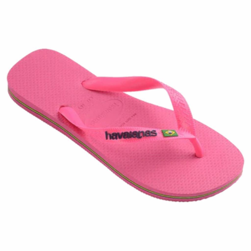 Chinelos havaianas modelo brasil logo neon cor rosa