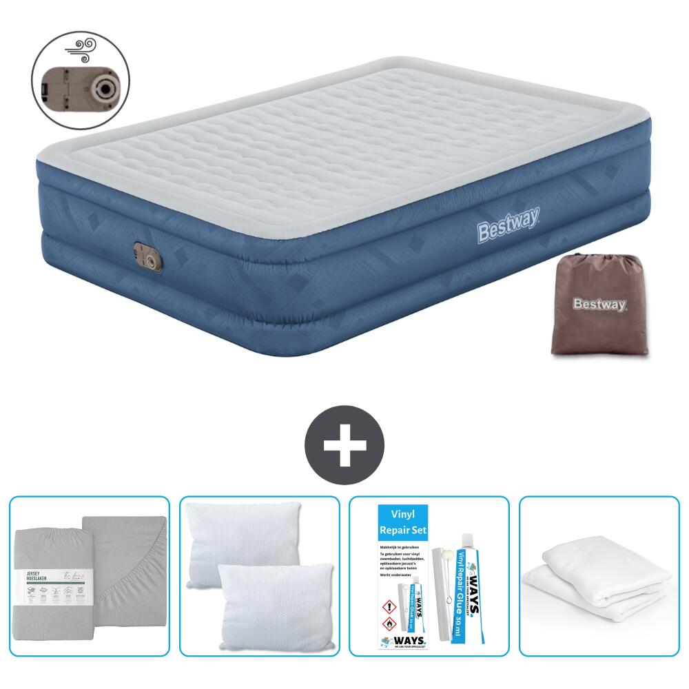 Bestway - Matelas Gonflable Bestway - 2p -  203x152x46 Cm + Accessoires Cb36 - Matelas Gonflable - Bleu - No Size - Decathlon