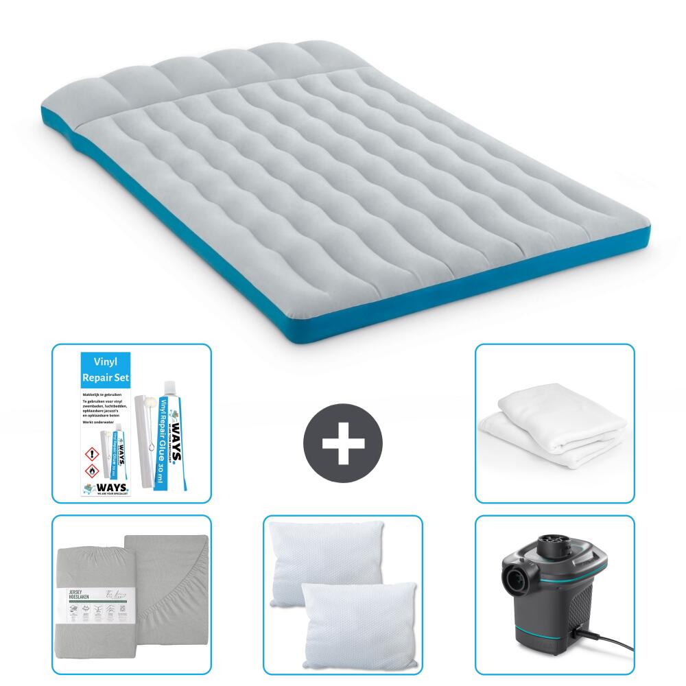Intex - Matelas Gonflable Intex Camping - 2p - 193x127x24 Cm + Accessoires Cb29 - Matelas Gonflable - Bleu - No Size - Decathlon