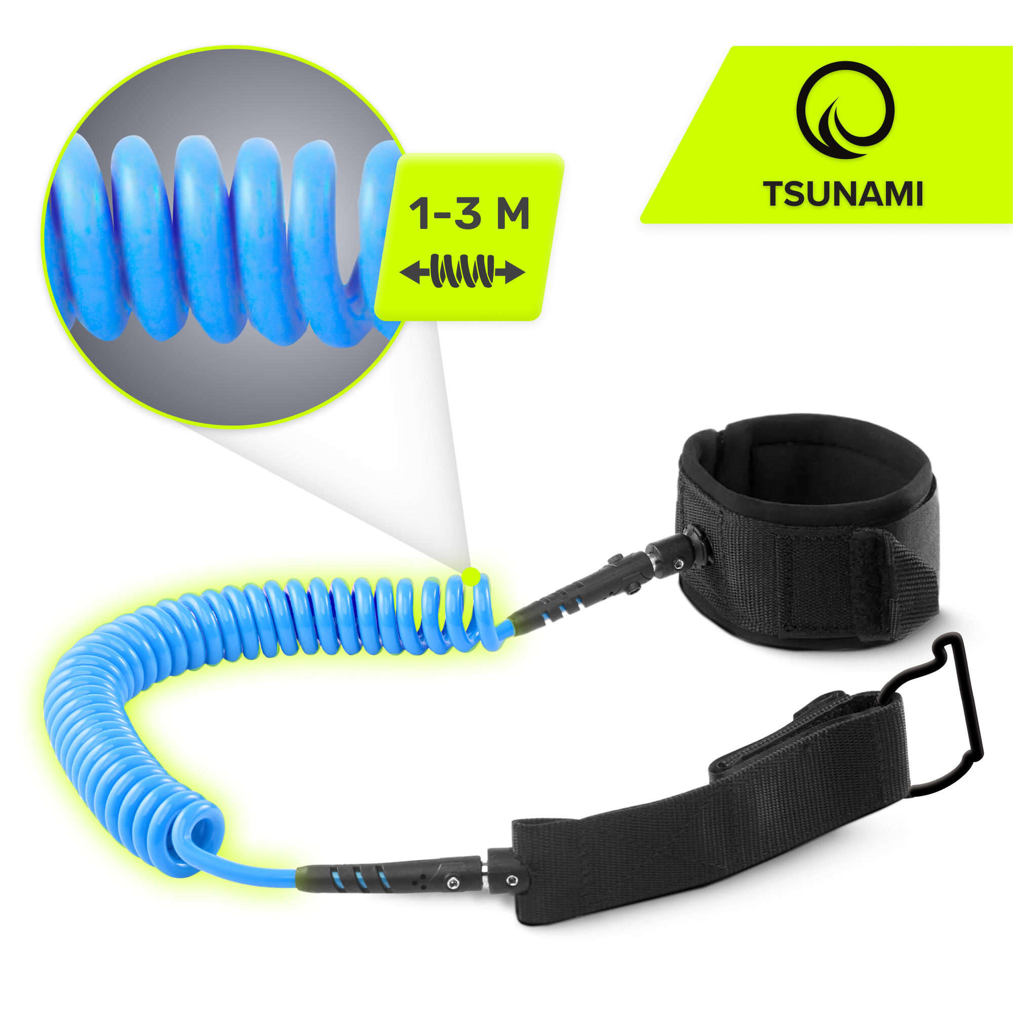 Leash de sécurité spirale pour planche de SUP paddle réglable TSUNAMI 4/6