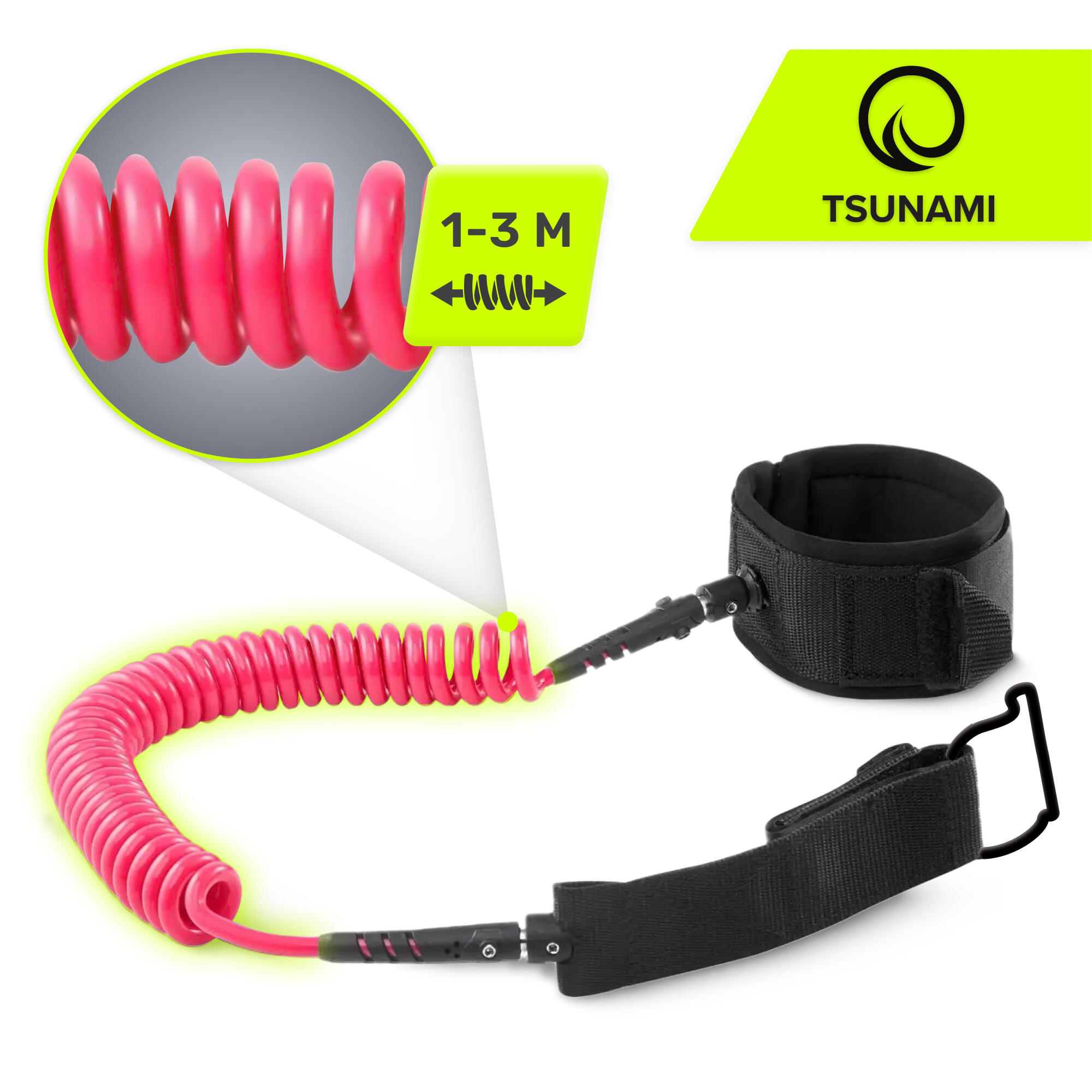 Linka bezpieczeństwa do deski SUP TSUNAMI Leash sprężynowa 4/6