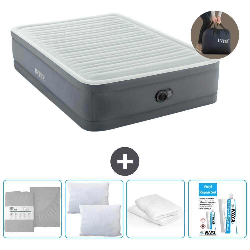 Intex - Matelas Gonflable Intex Premaire I - 2p - 191x137x46 Cm + Accessoires Cb36 - Matelas Gonflable - Gris - No Size - Decathlon