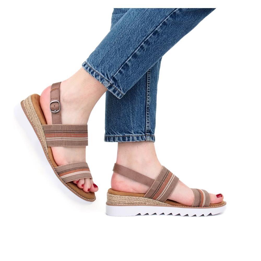 SANDALE FEMME Skechers Desert Kiss Hii MARRON semelle compensée jute 6/7
