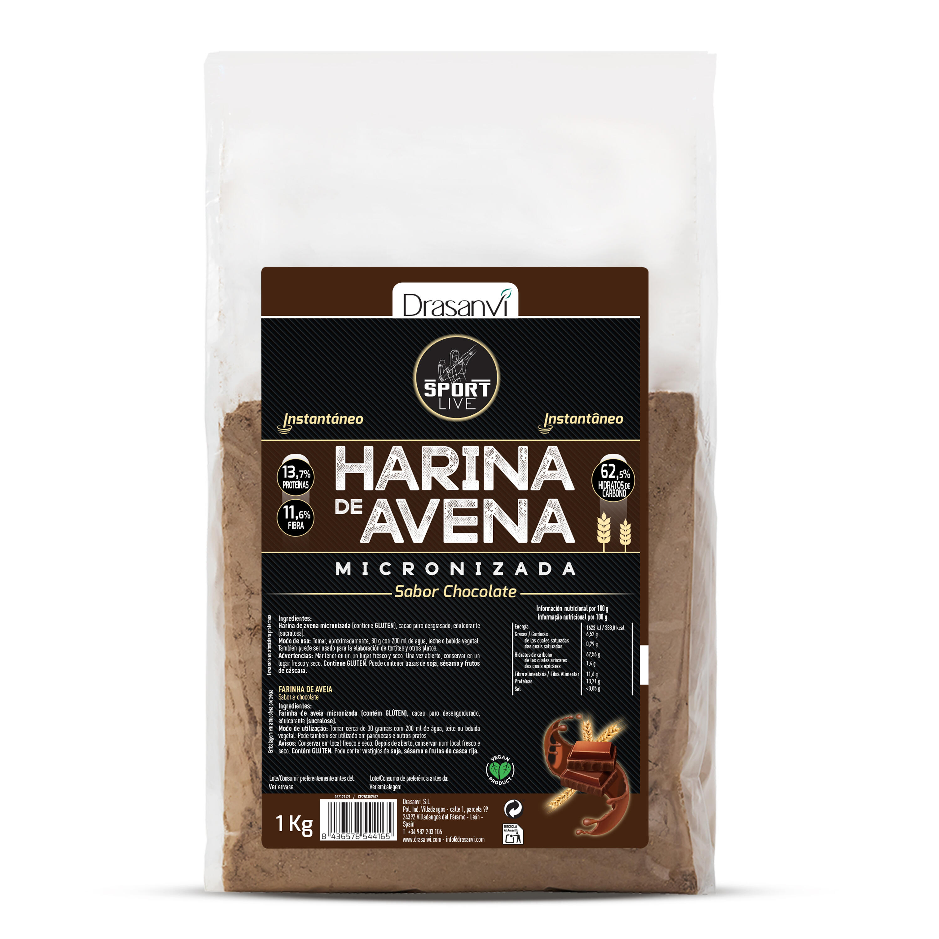 DRASANVI Drasanvi - Harina de Avena Sport Live 1 kg - Harina de Avena
