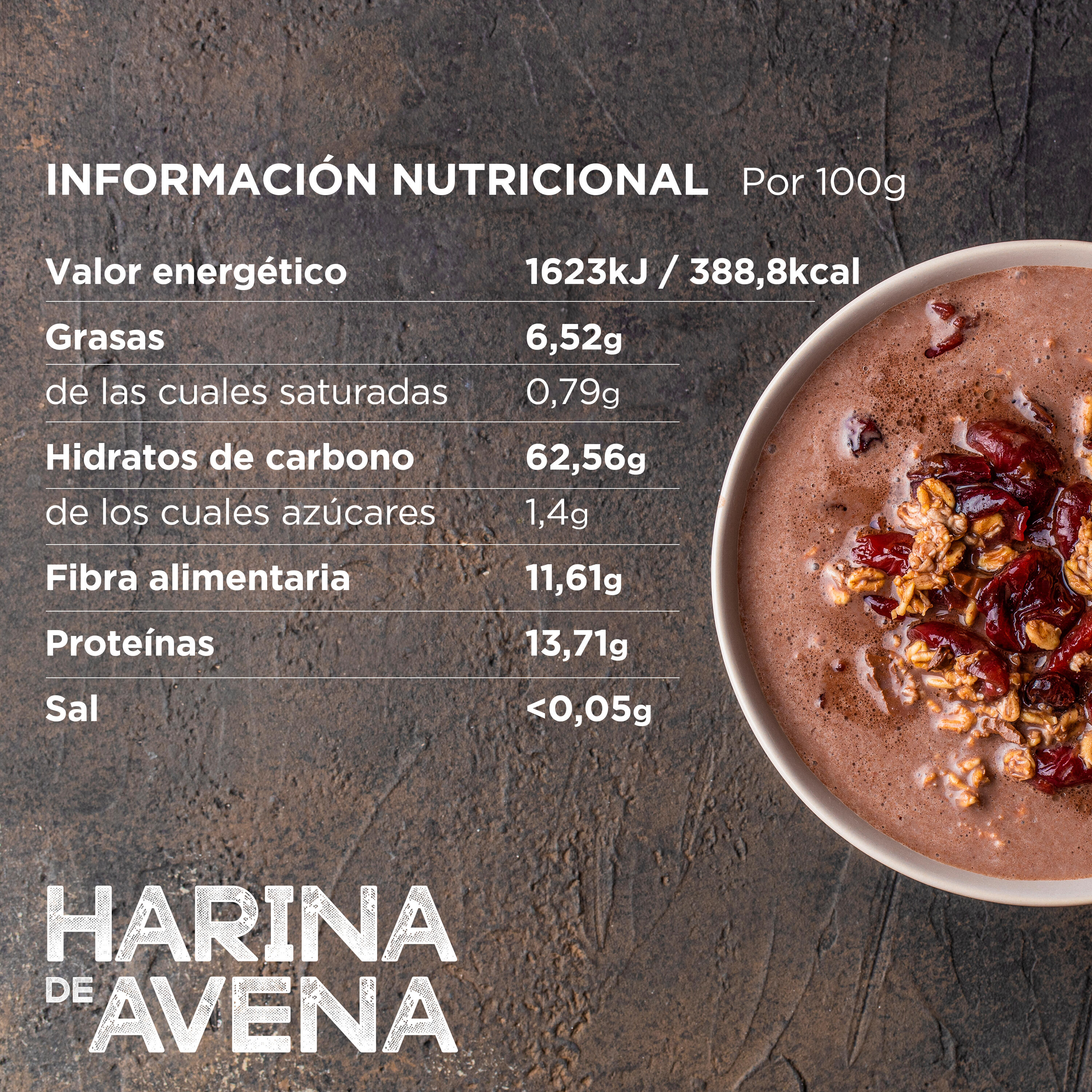 Harina Avena Sabor Chocolate Sport Live - Sin azúcares añadidos - 1Kg - DRASANVI 4/6