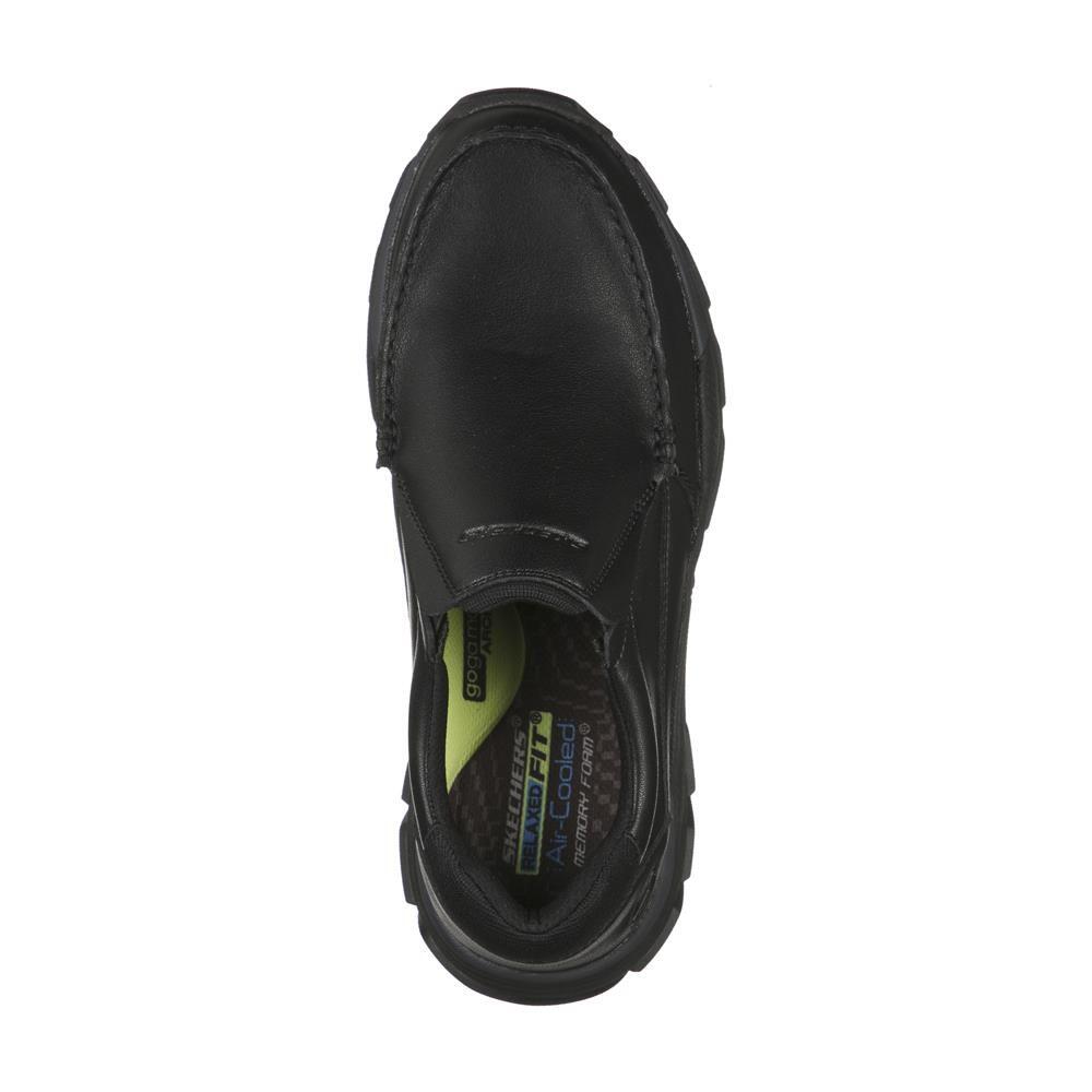 CONFORTABLE MOCASsans  HOMME Skechers Respected -catel CUIR Lisa NOIR 4/5