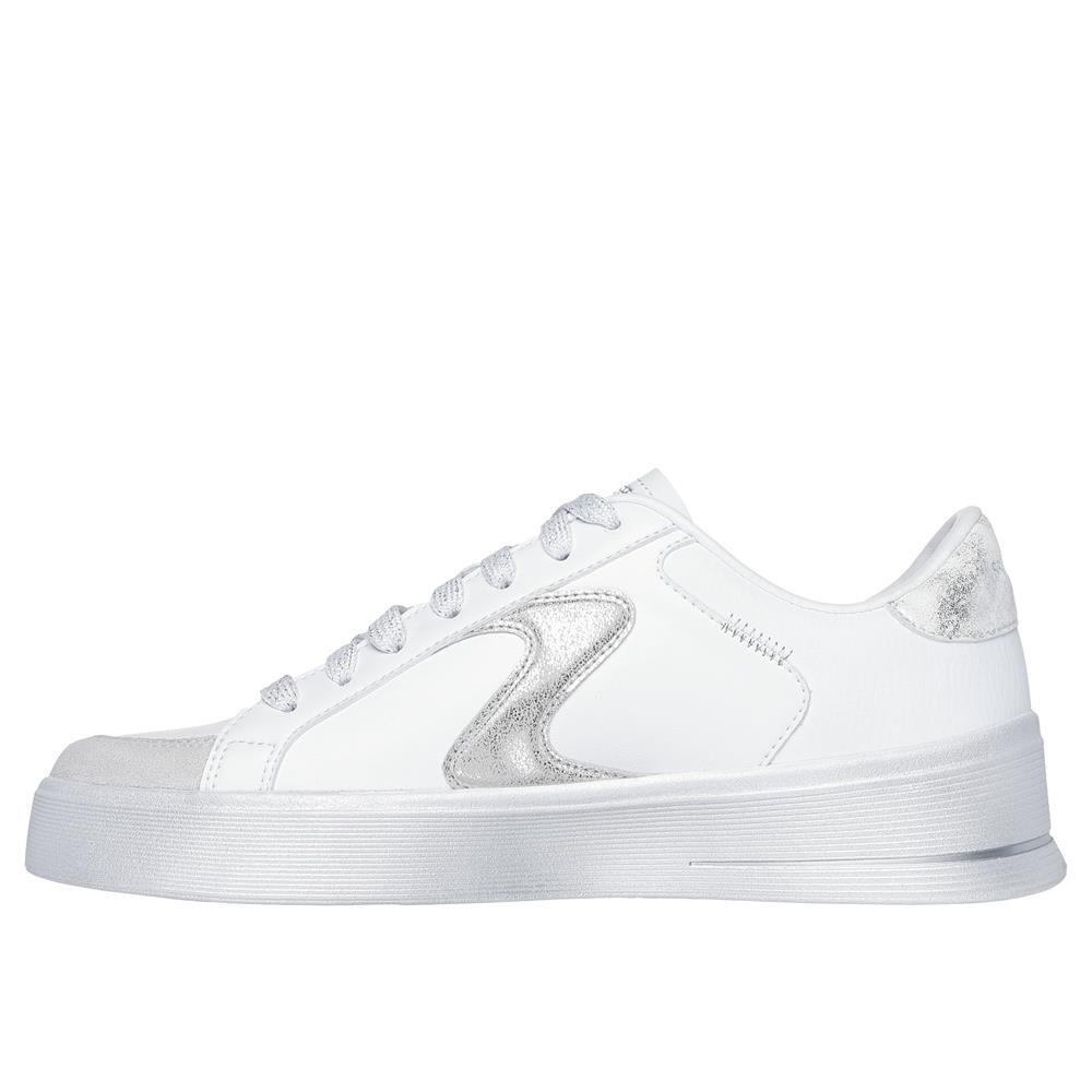 Baskets FEMME Skechers Hiland Quite Chic CUIR BLANC-ARGENT 5/5