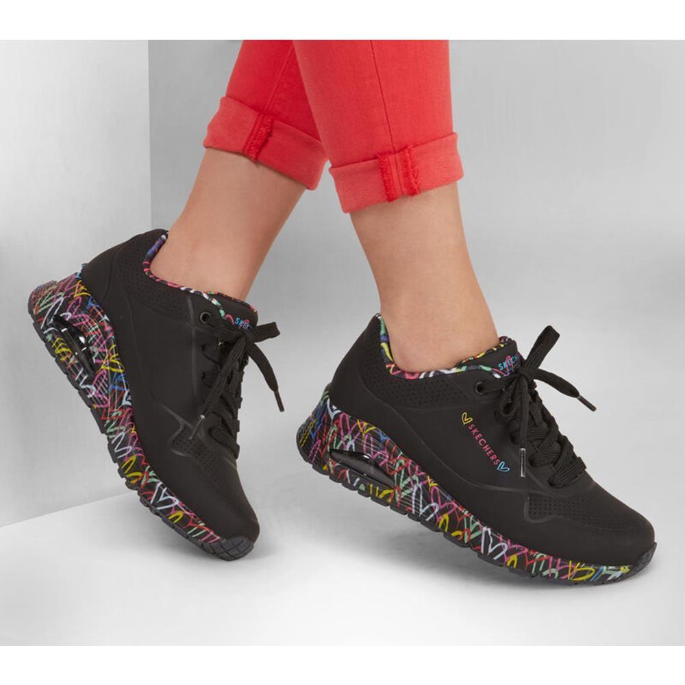 Turnschuh DAMEN Skechers & Jgoldcrown Uno Air Loving Love SCHWARZ 6/7
