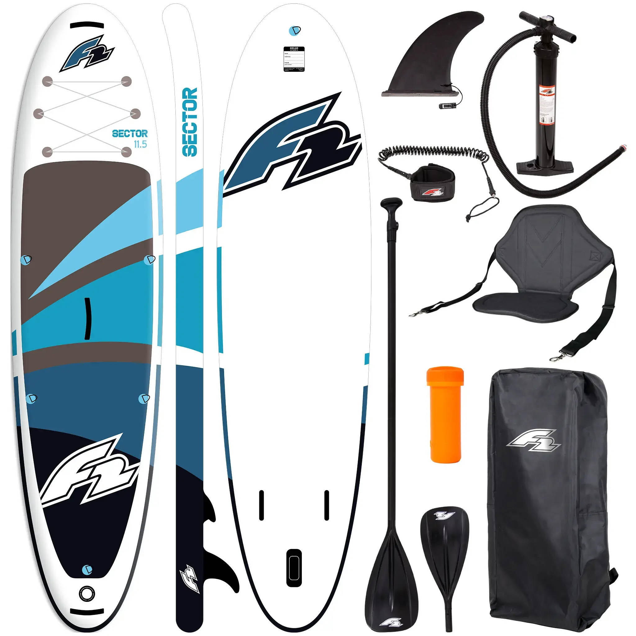 F2 Sup Opblaasbaarboard F2 Sector 11'5” 350 CM BLAUW COMBO