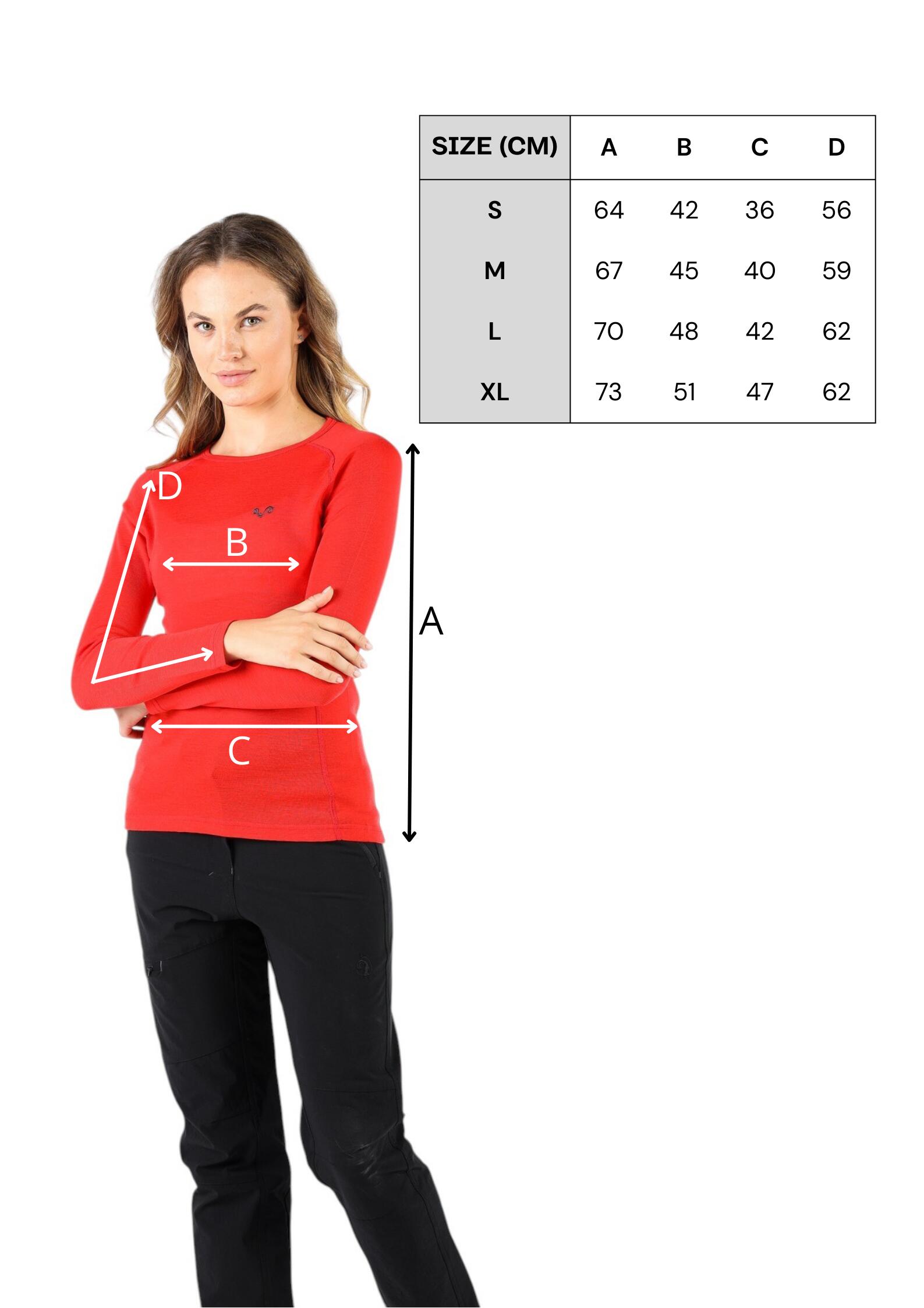 Alize - damska koszulka termoaktywna 100% merino (195 g/m²) L, Czerwony 2/3