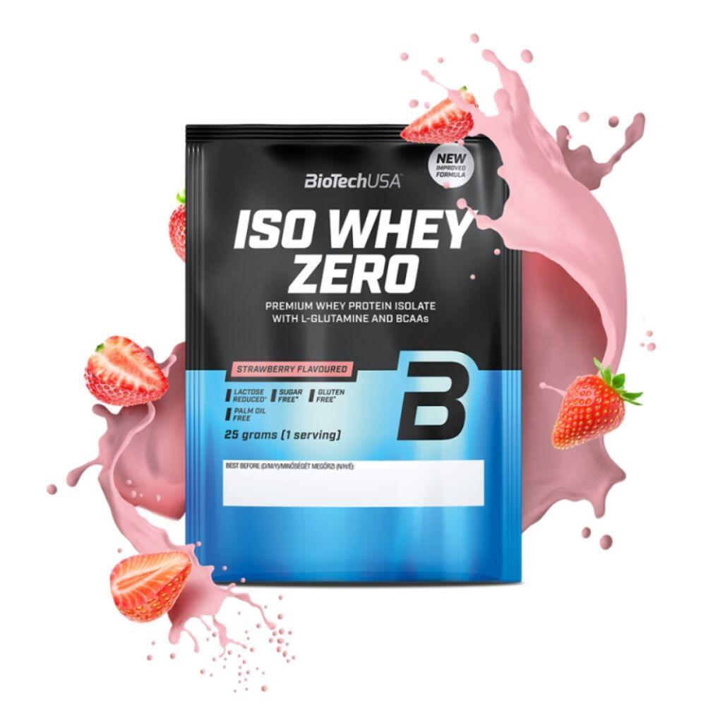 Iso Whey Zero Lactose Reduced proteína en polvo monodosis Fresa BioTech USA 2/3