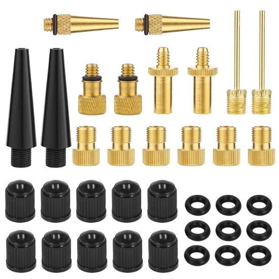 Zestaw adapterów do pompowania 36 szt. końcówki do wentyli redukcje czarne/złote