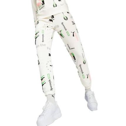 Pantalons Puma Modèle Classics Printed Womens Sweatpants Couleur Blanc