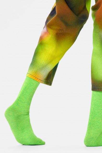 Meias Happy Socks Modelo Im Solid Thin Crew Soc Cor Verde 5/5